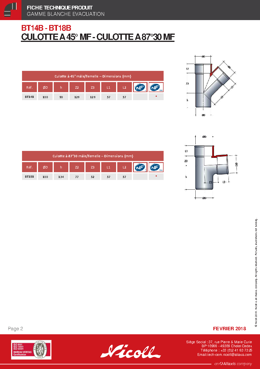 Fiche technique fournisseur