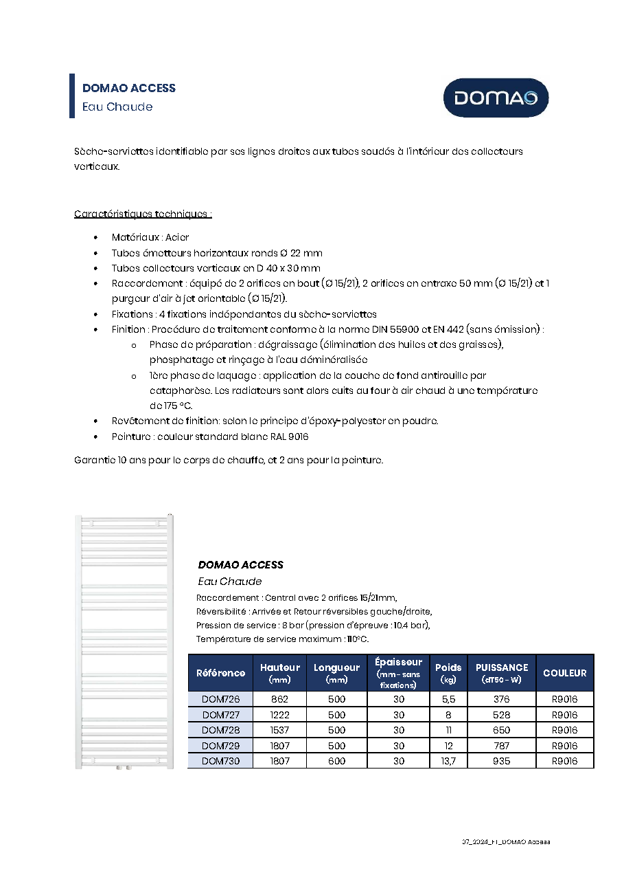 Fiche technique fournisseur
