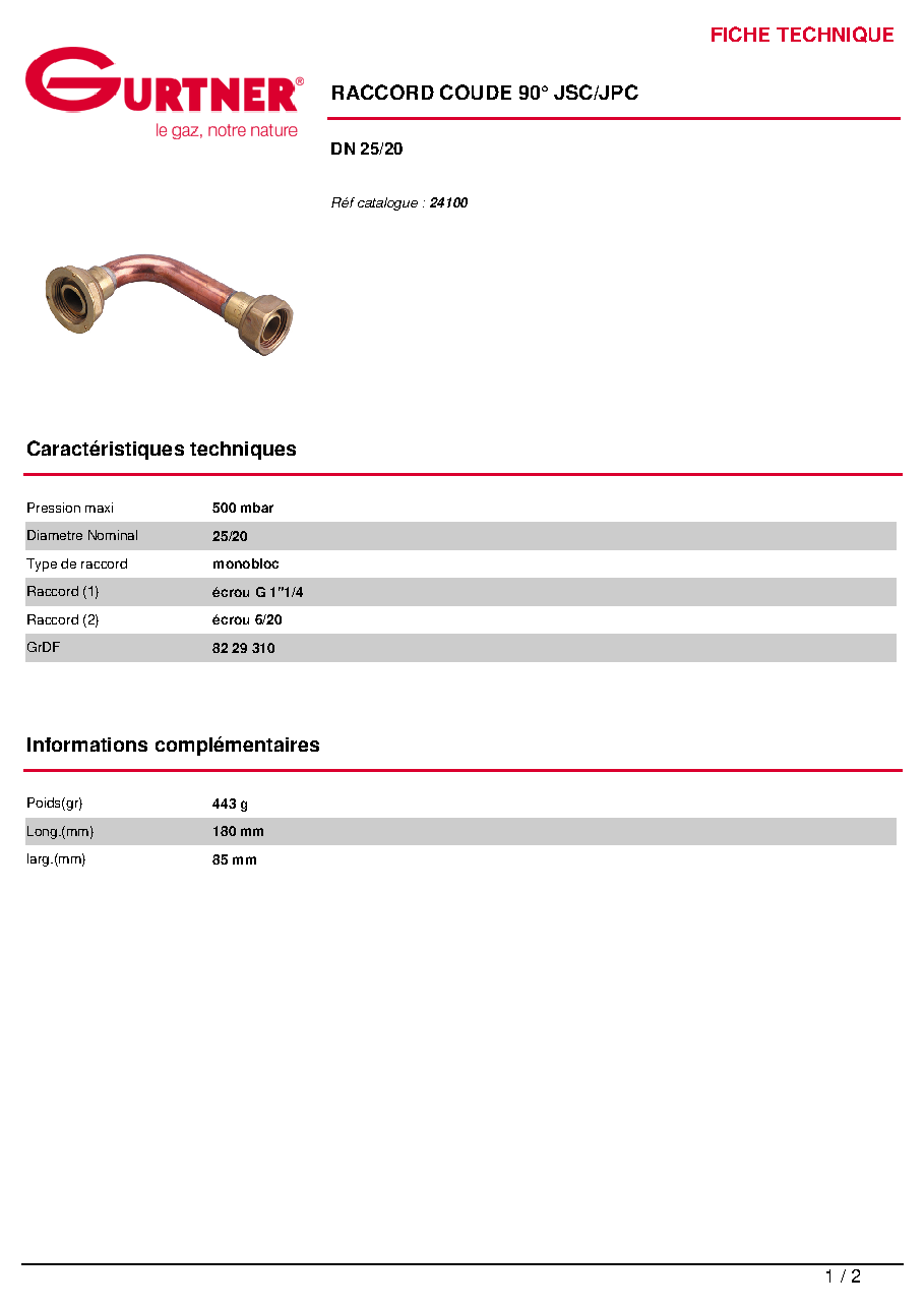 Fiche technique fournisseur