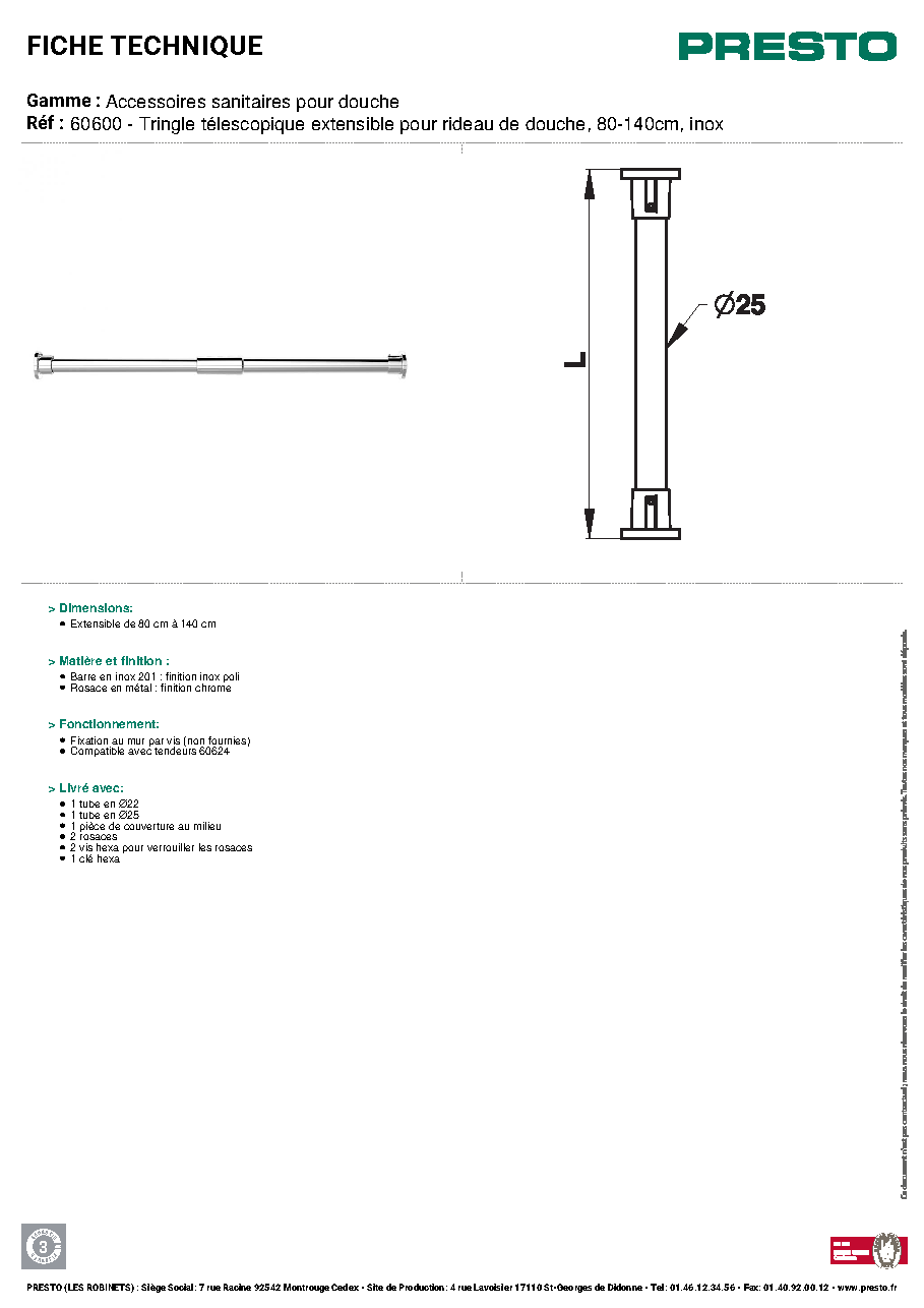 Fiche technique fournisseur