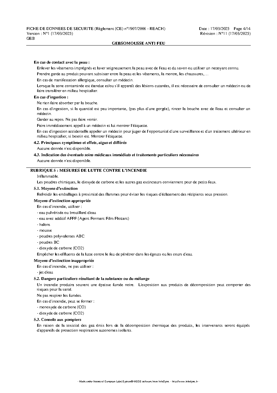 Fiche technique fournisseur