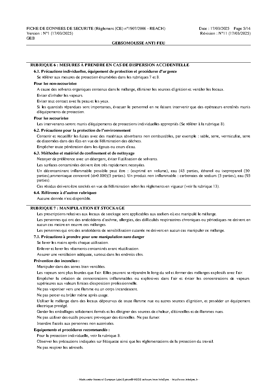 Fiche technique fournisseur