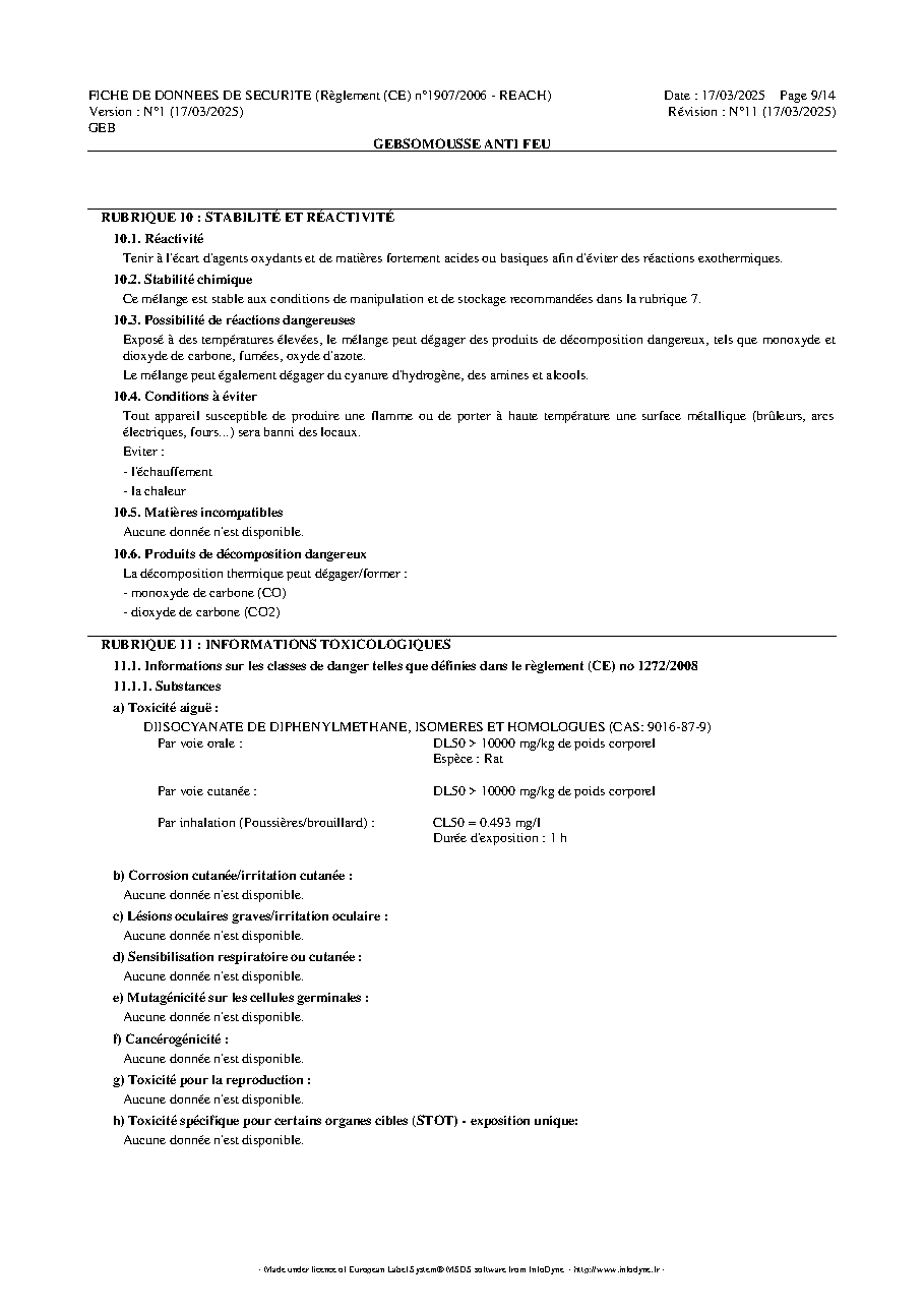Fiche technique fournisseur