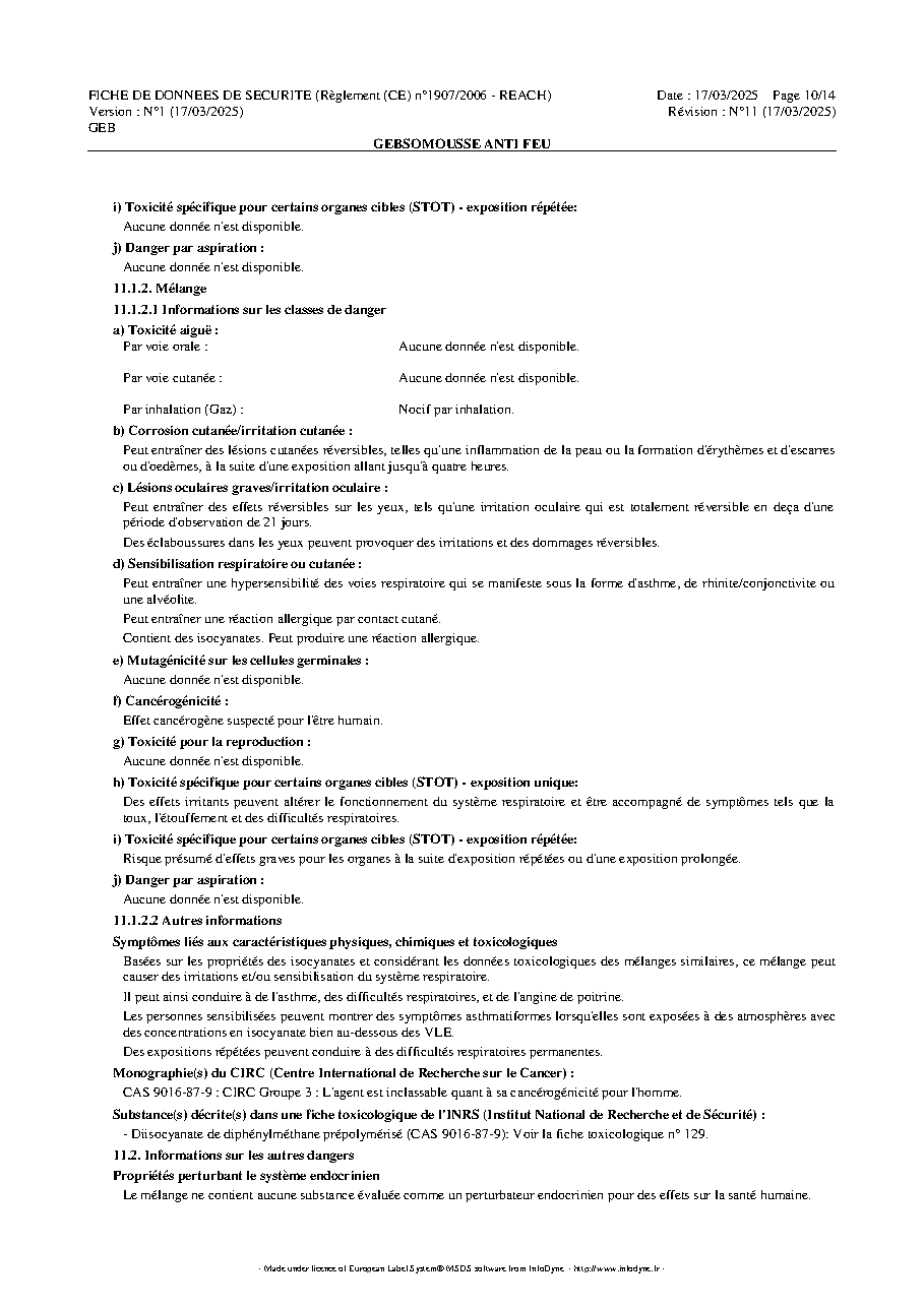Fiche technique fournisseur