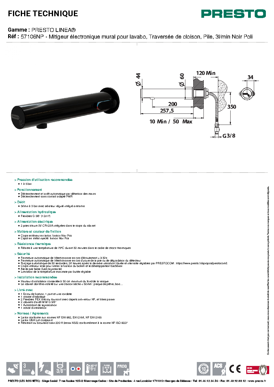 Fiche technique fournisseur