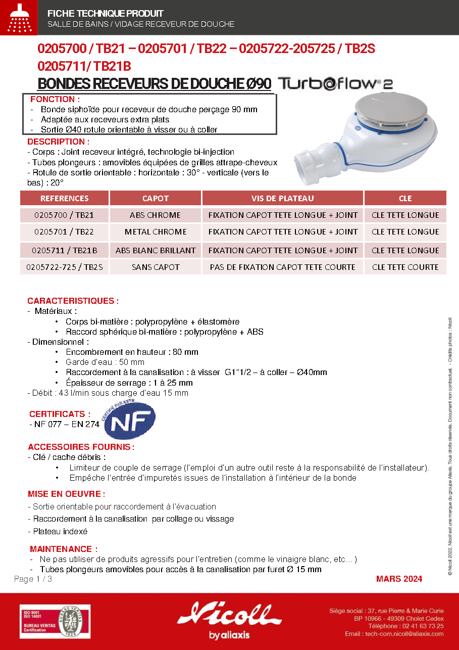 Fiche technique fournisseur