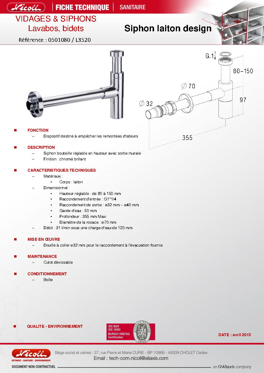 Fiche technique fournisseur