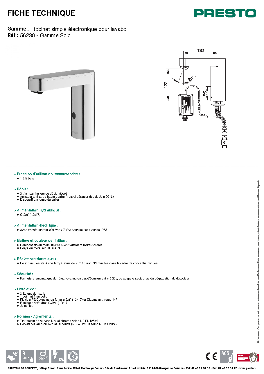 Fiche technique fournisseur
