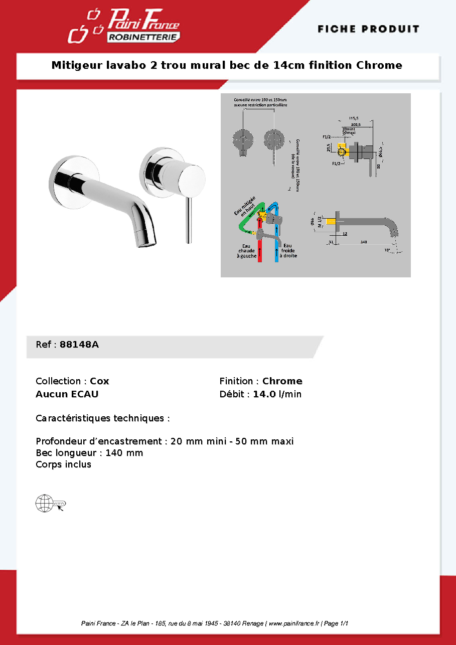Fiche technique fournisseur