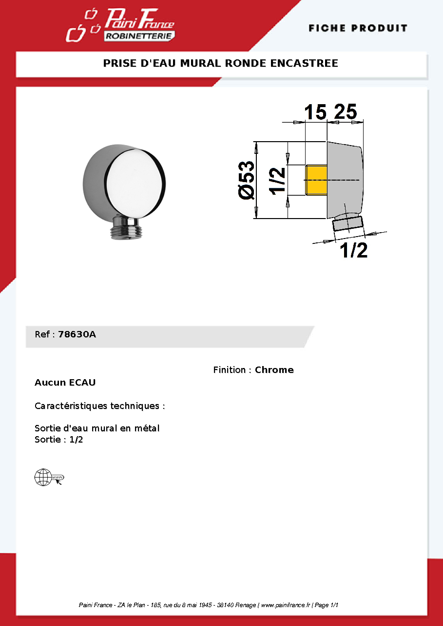 Fiche technique fournisseur