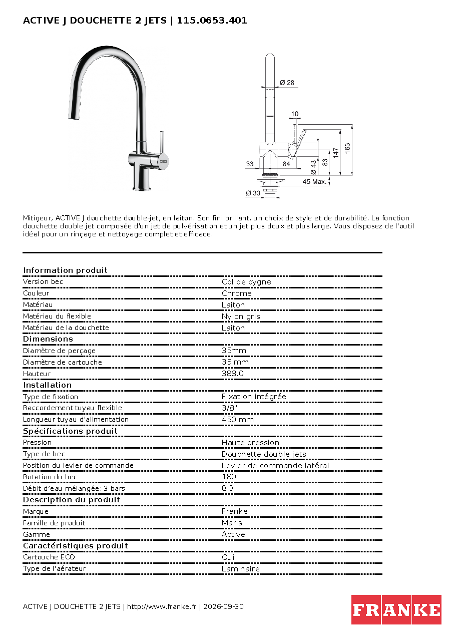 Fiche technique fournisseur