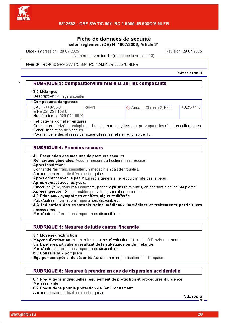 Fiche technique fournisseur