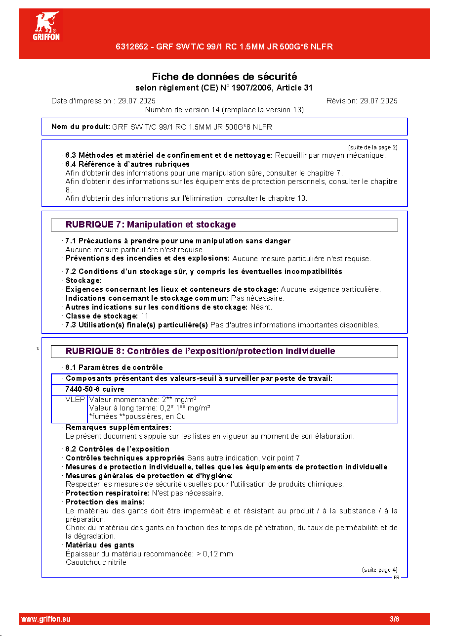 Fiche technique fournisseur