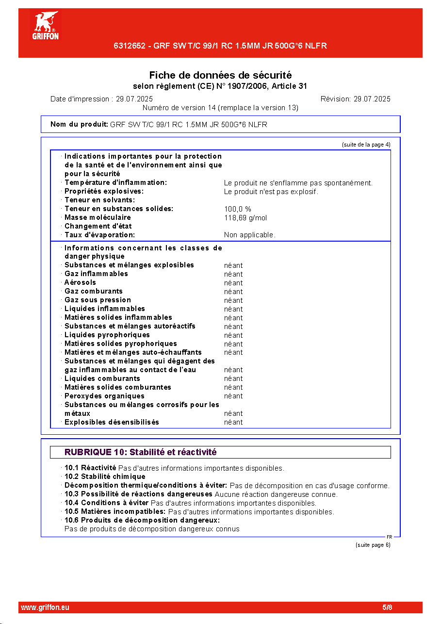 Fiche technique fournisseur