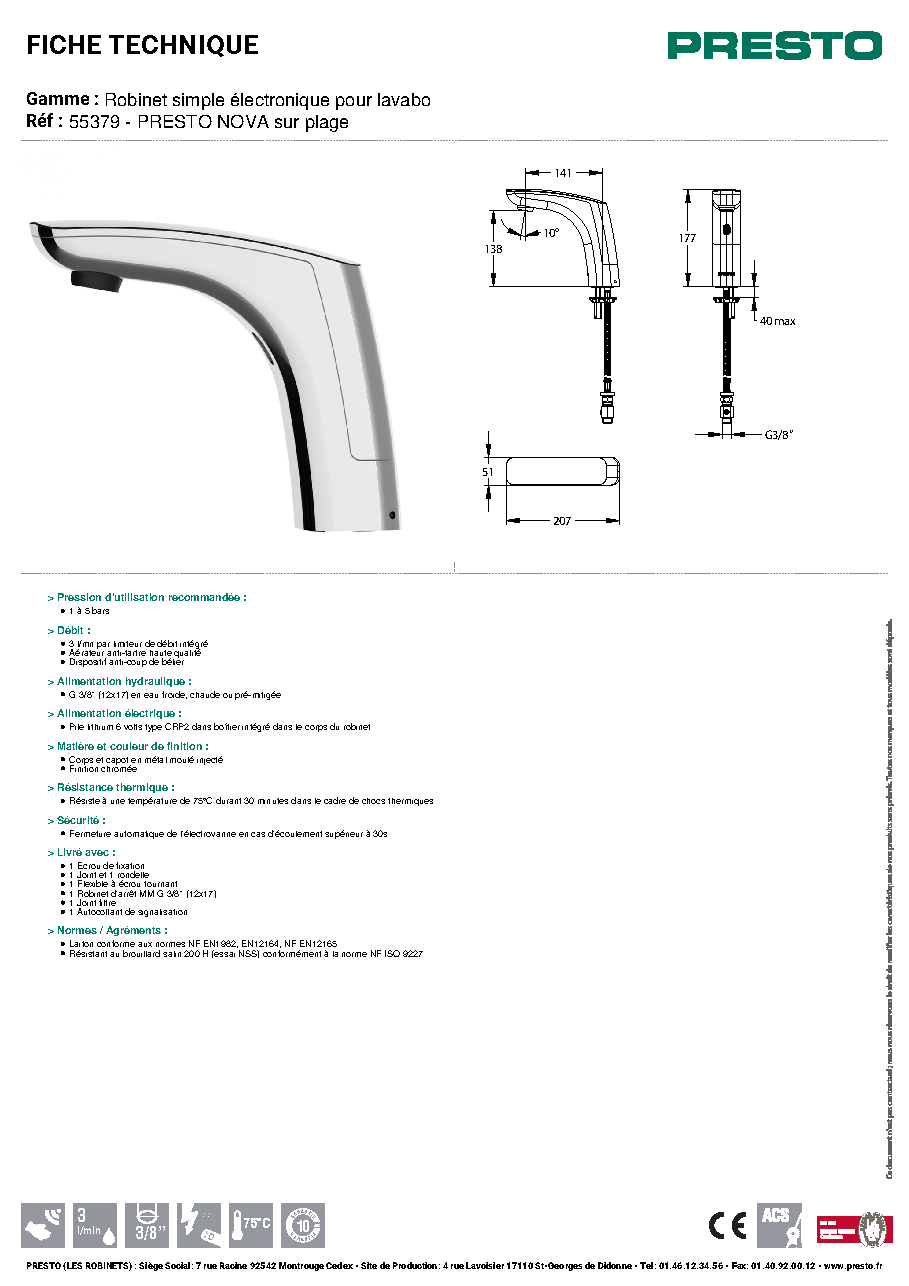 Fiche technique fournisseur