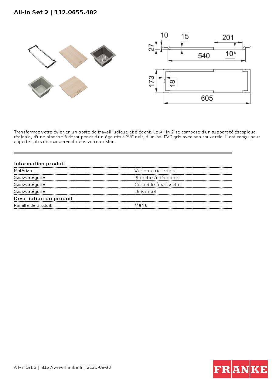 Fiche technique fournisseur