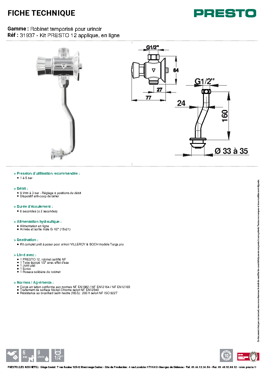 Fiche technique fournisseur