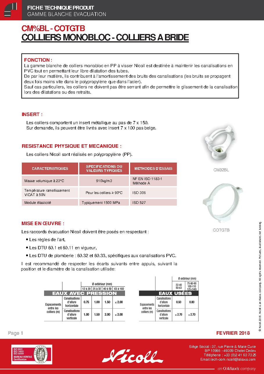 Fiche technique fournisseur