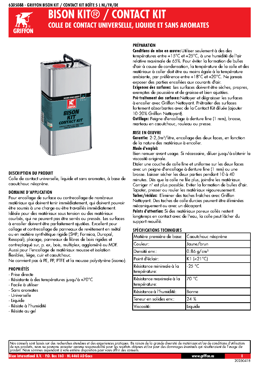 Fiche technique fournisseur