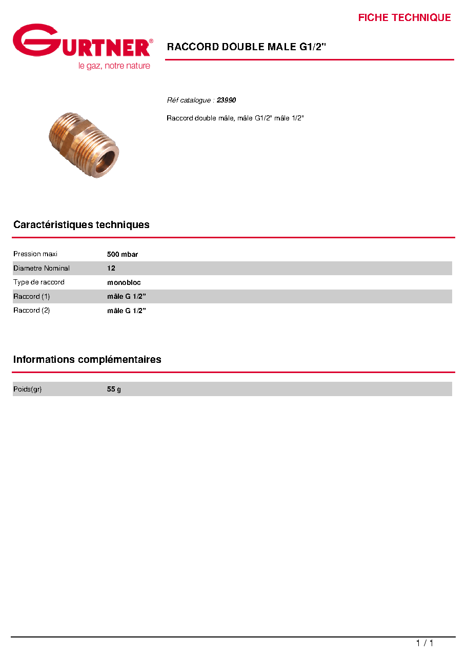 Fiche technique fournisseur