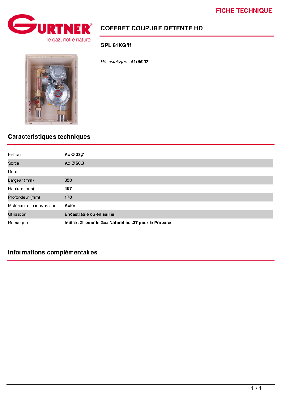 Fiche technique fournisseur