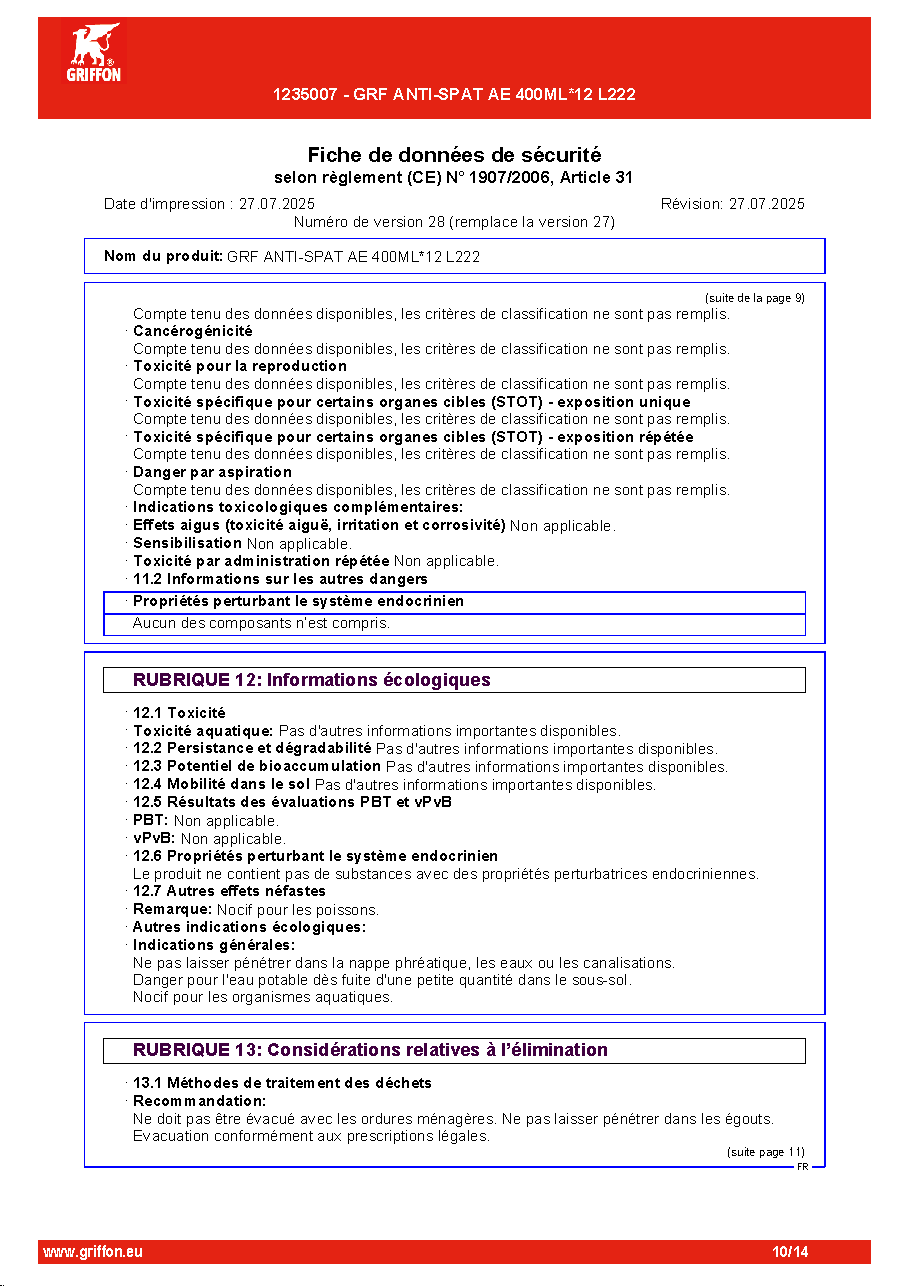 Fiche technique fournisseur
