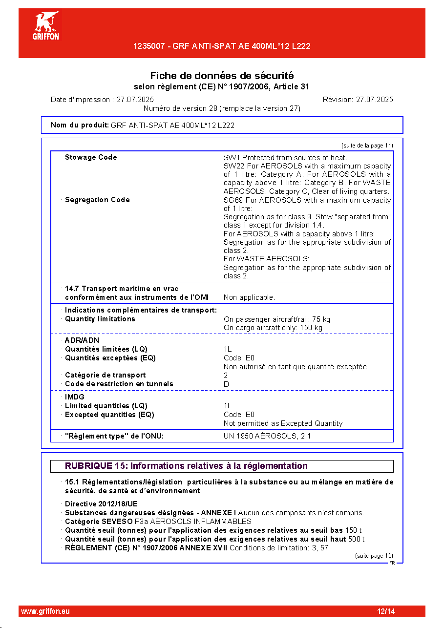 Fiche technique fournisseur