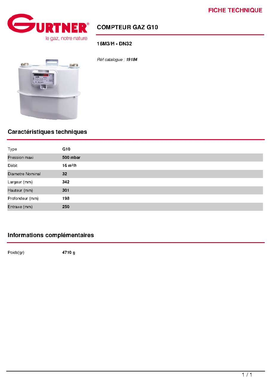Fiche technique fournisseur