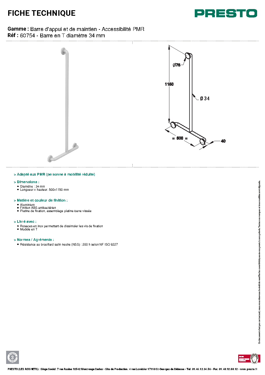 Fiche technique fournisseur
