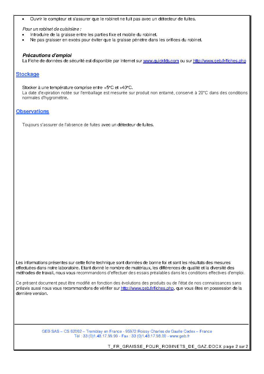Fiche technique fournisseur