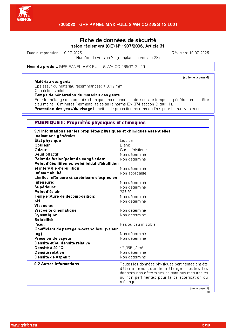 Fiche technique fournisseur
