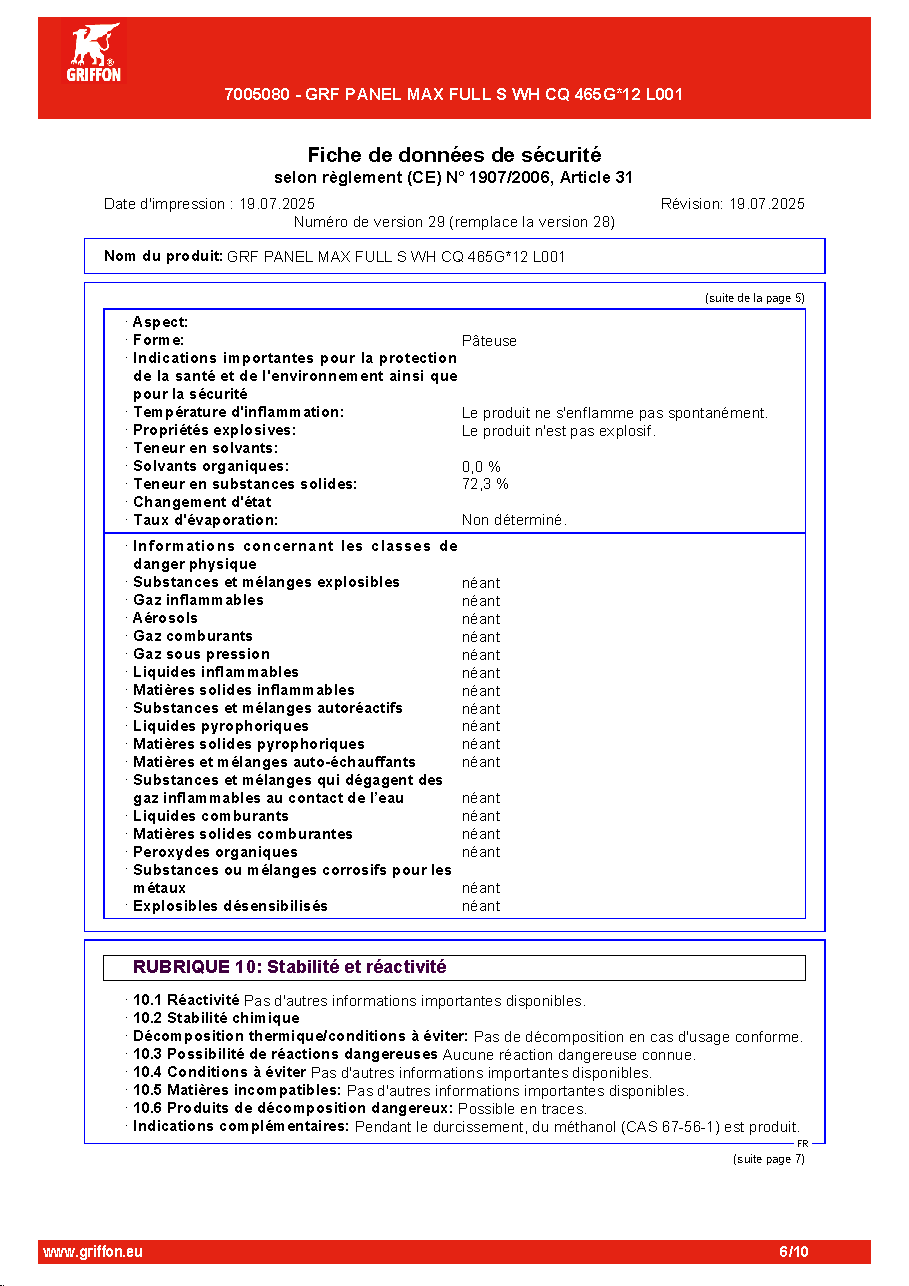 Fiche technique fournisseur
