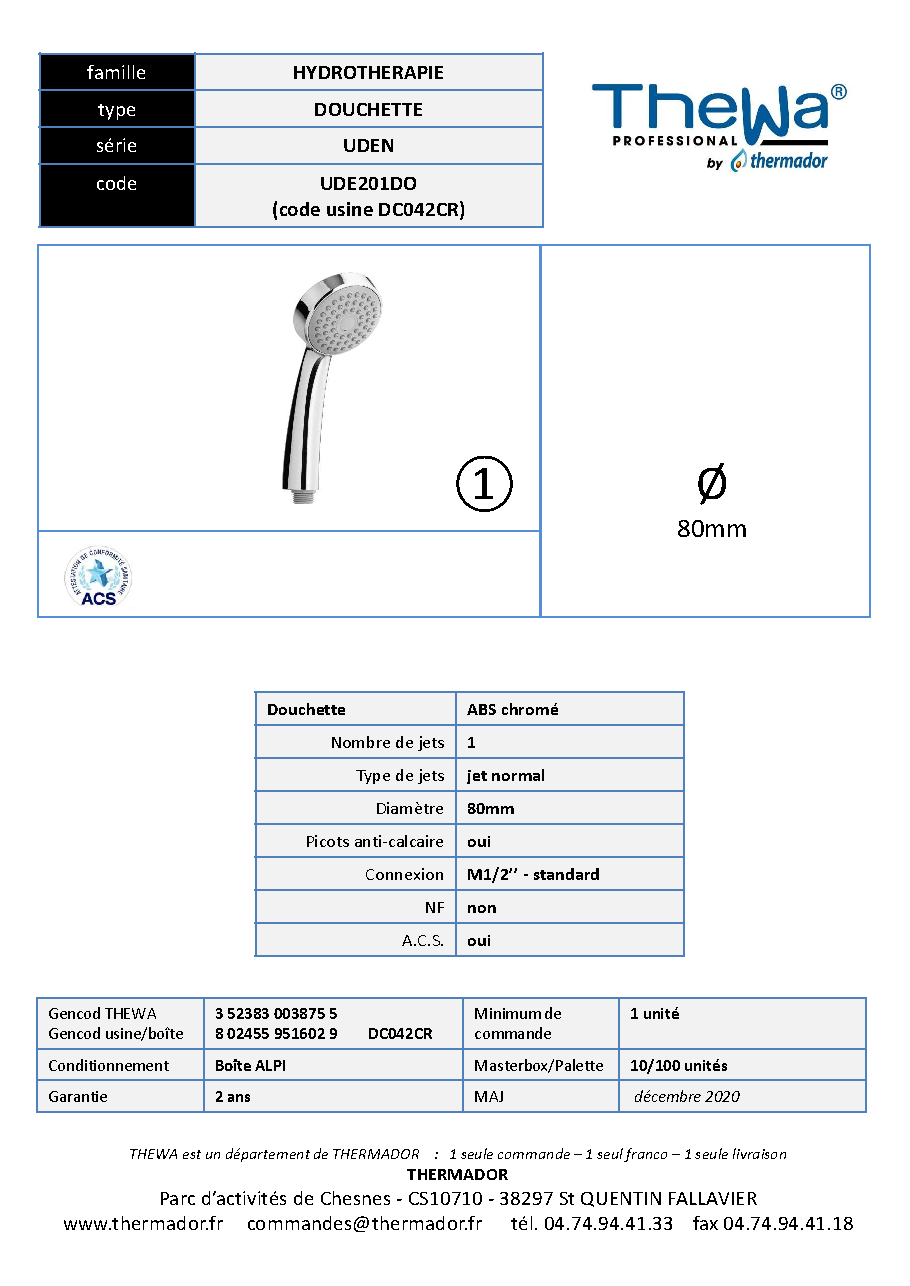 Fiche technique fournisseur