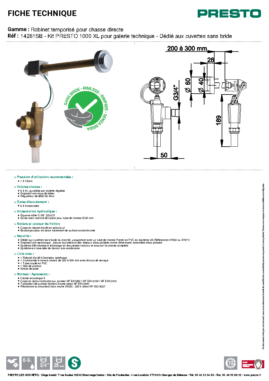Fiche technique fournisseur