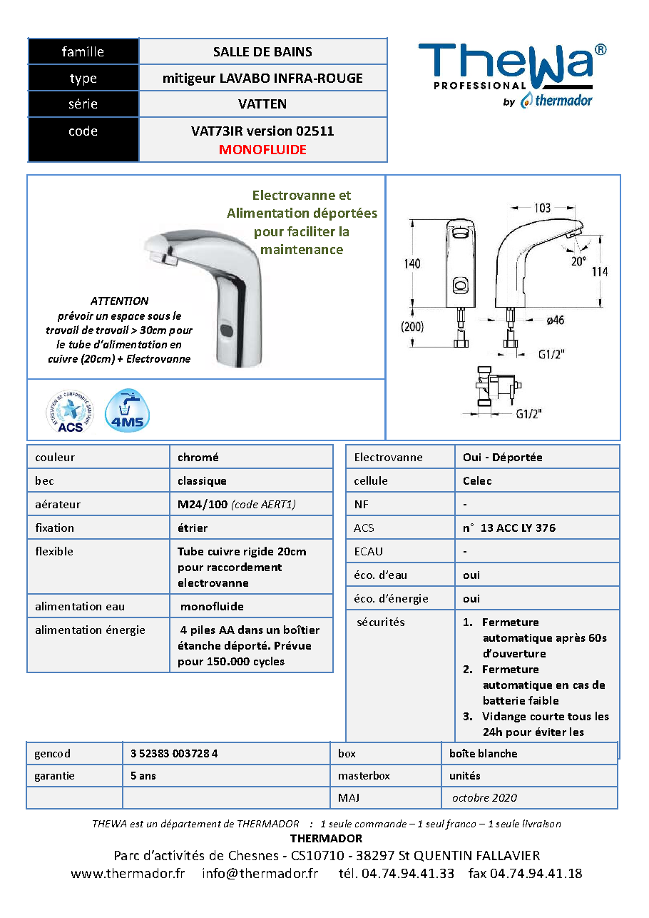 Fiche technique fournisseur