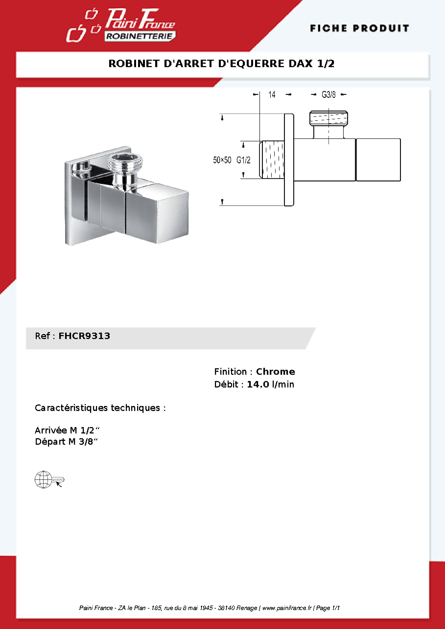 Fiche technique fournisseur
