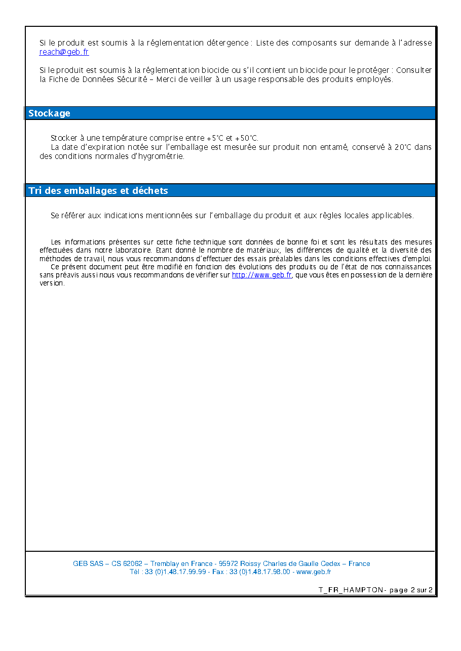 Fiche technique fournisseur