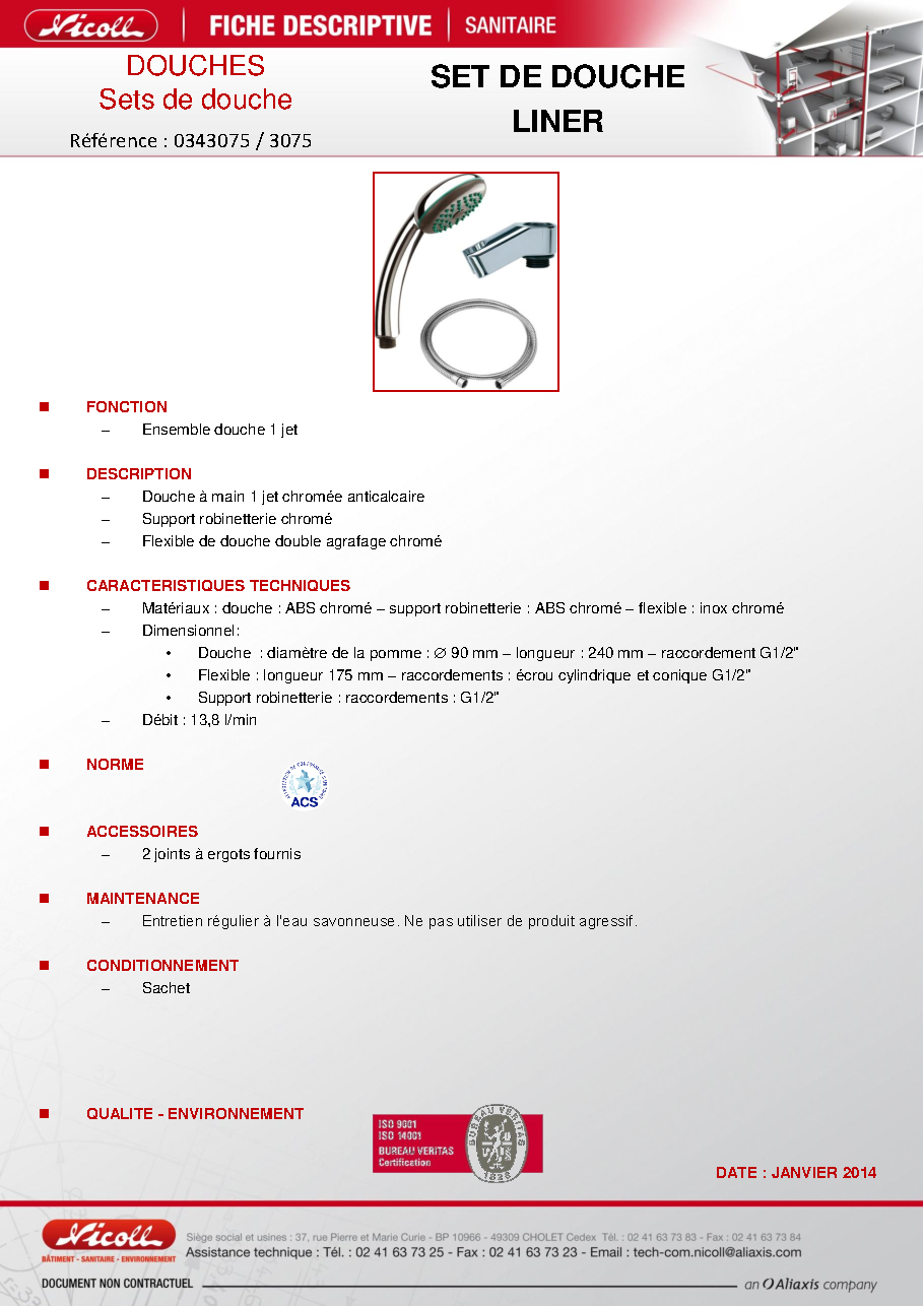 Fiche technique fournisseur