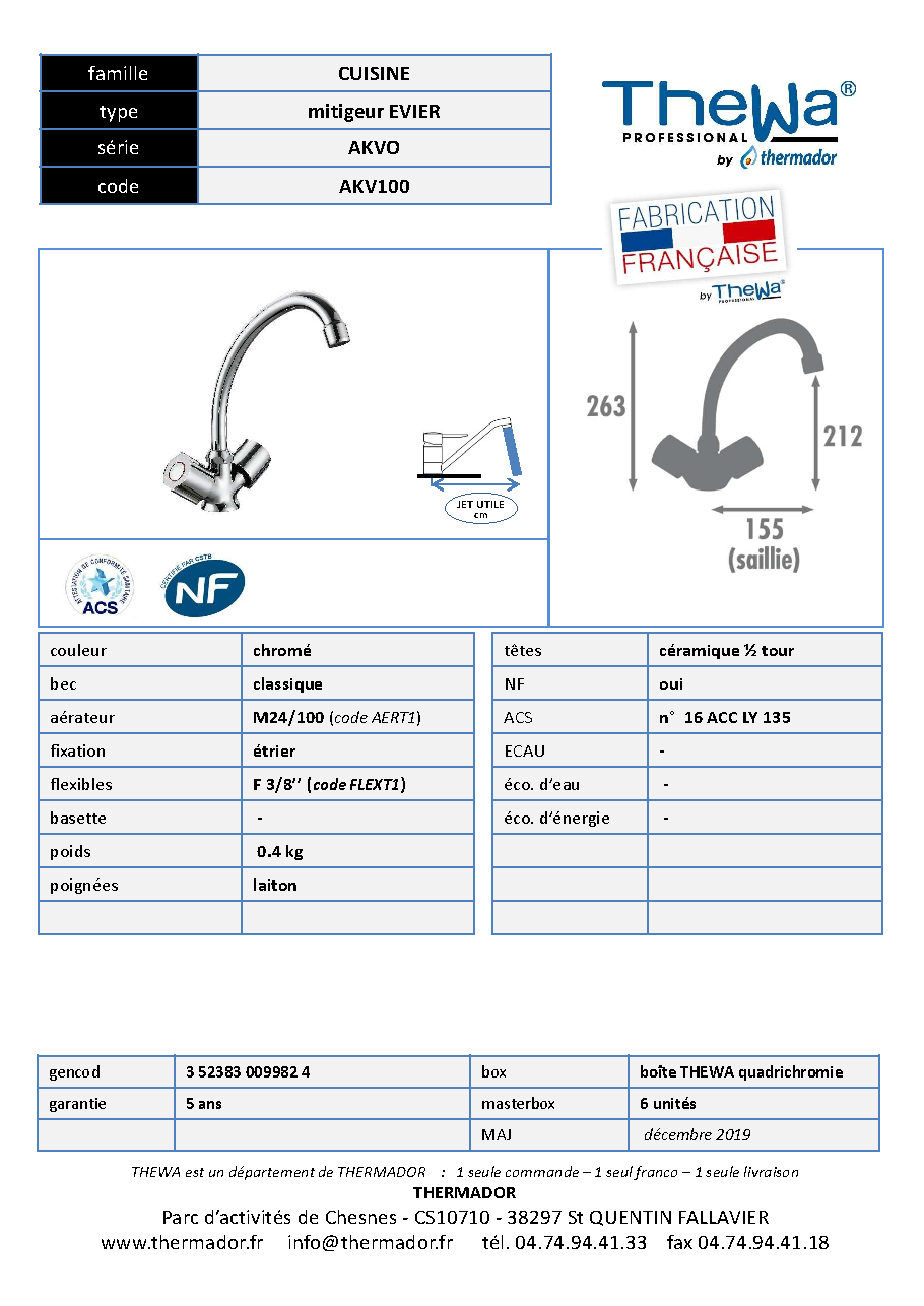 Fiche technique fournisseur