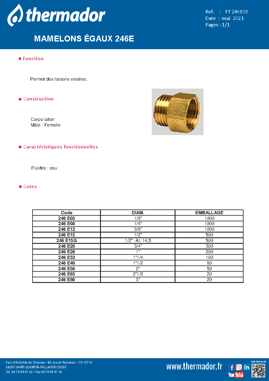 Fiche technique fournisseur