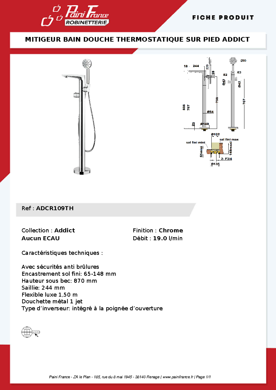 Fiche technique fournisseur