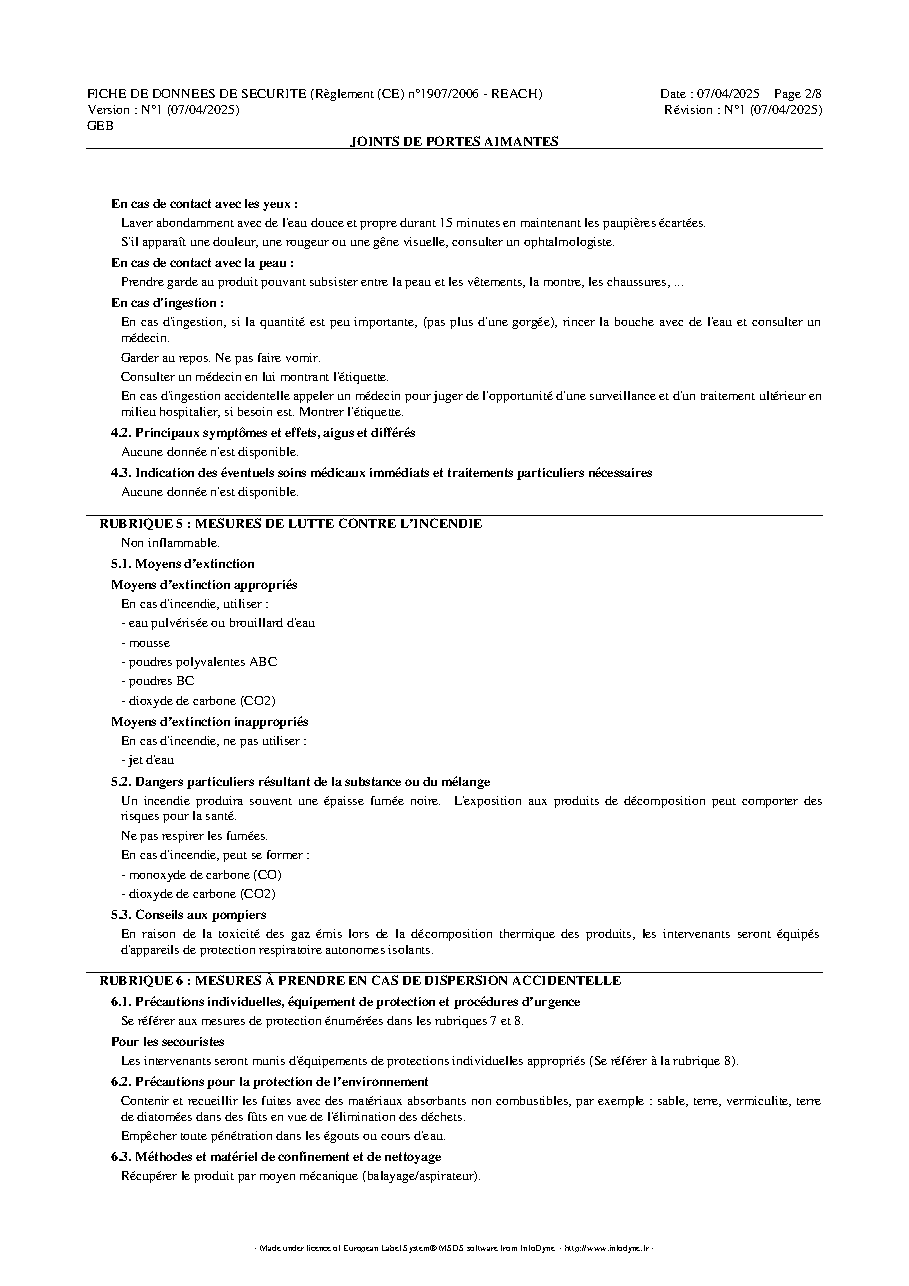 Fiche technique fournisseur
