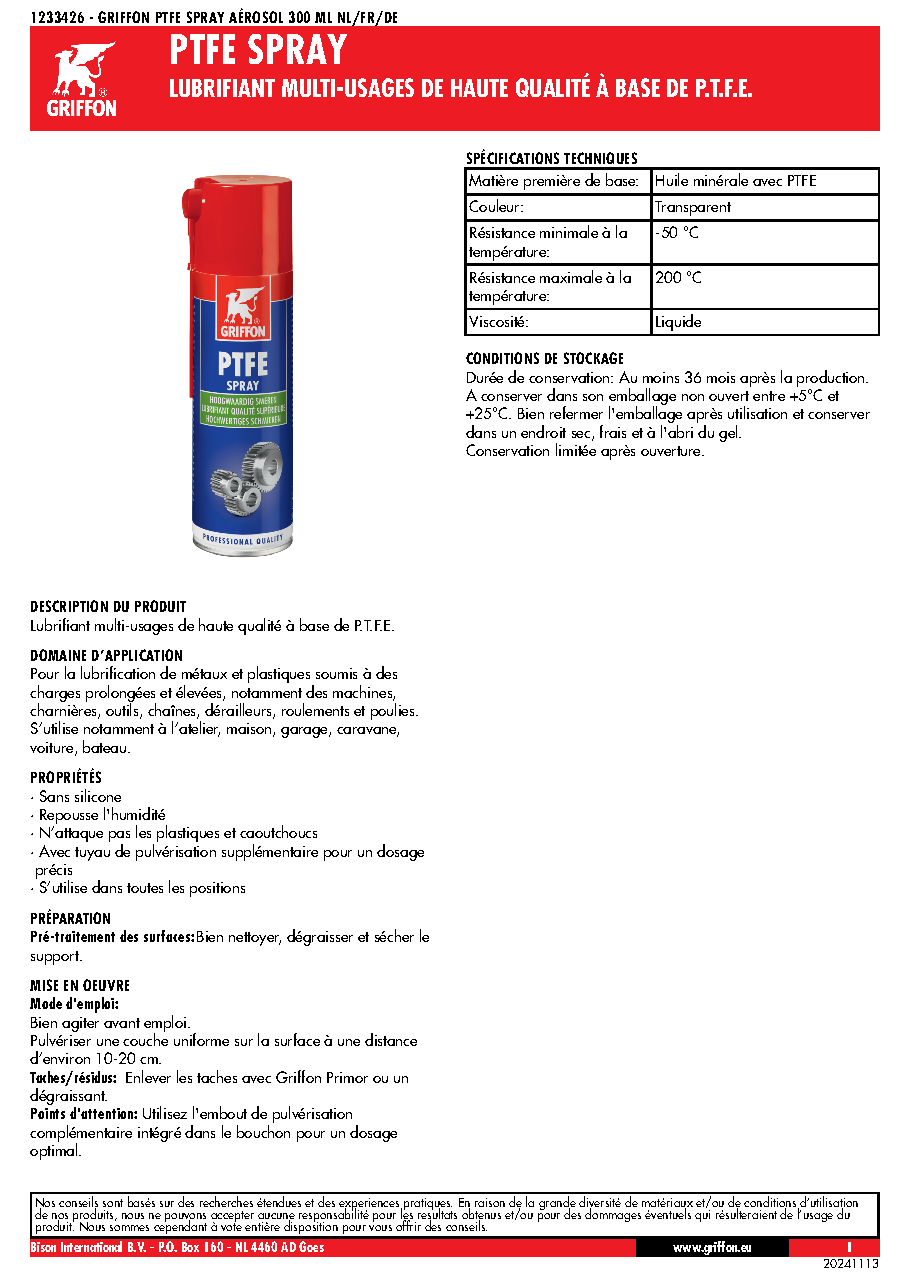 Fiche technique fournisseur