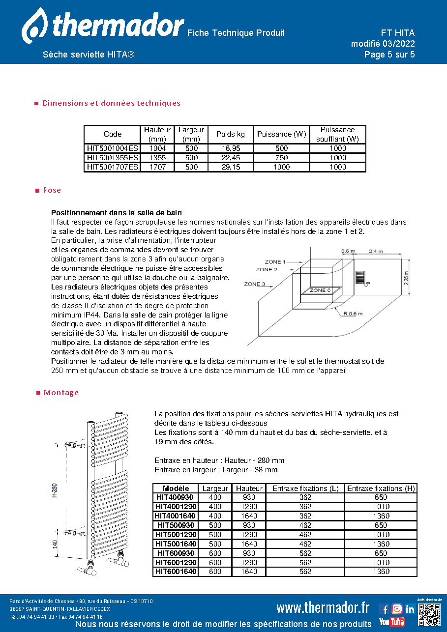 Fiche technique fournisseur