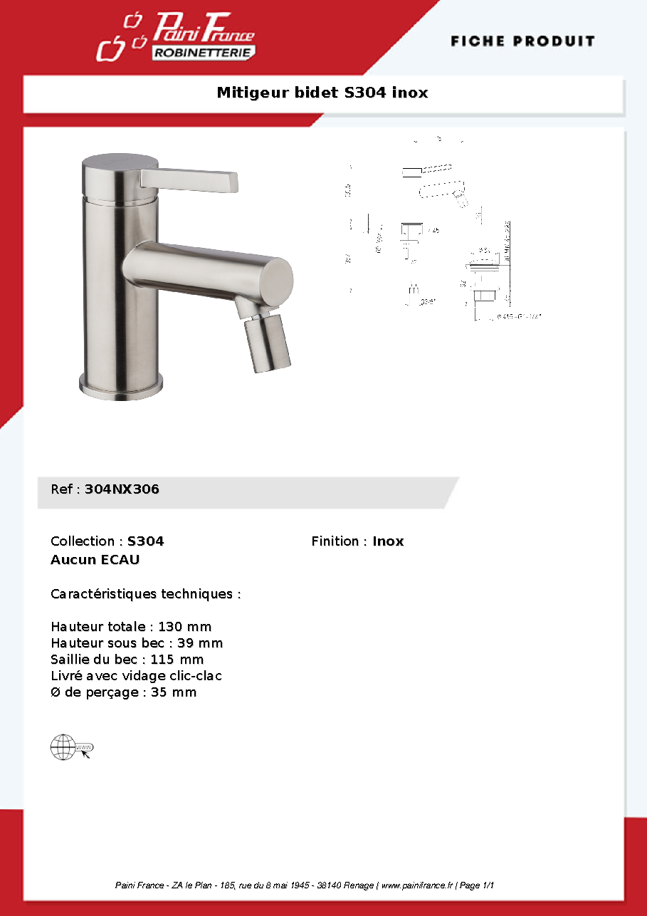 Fiche technique fournisseur