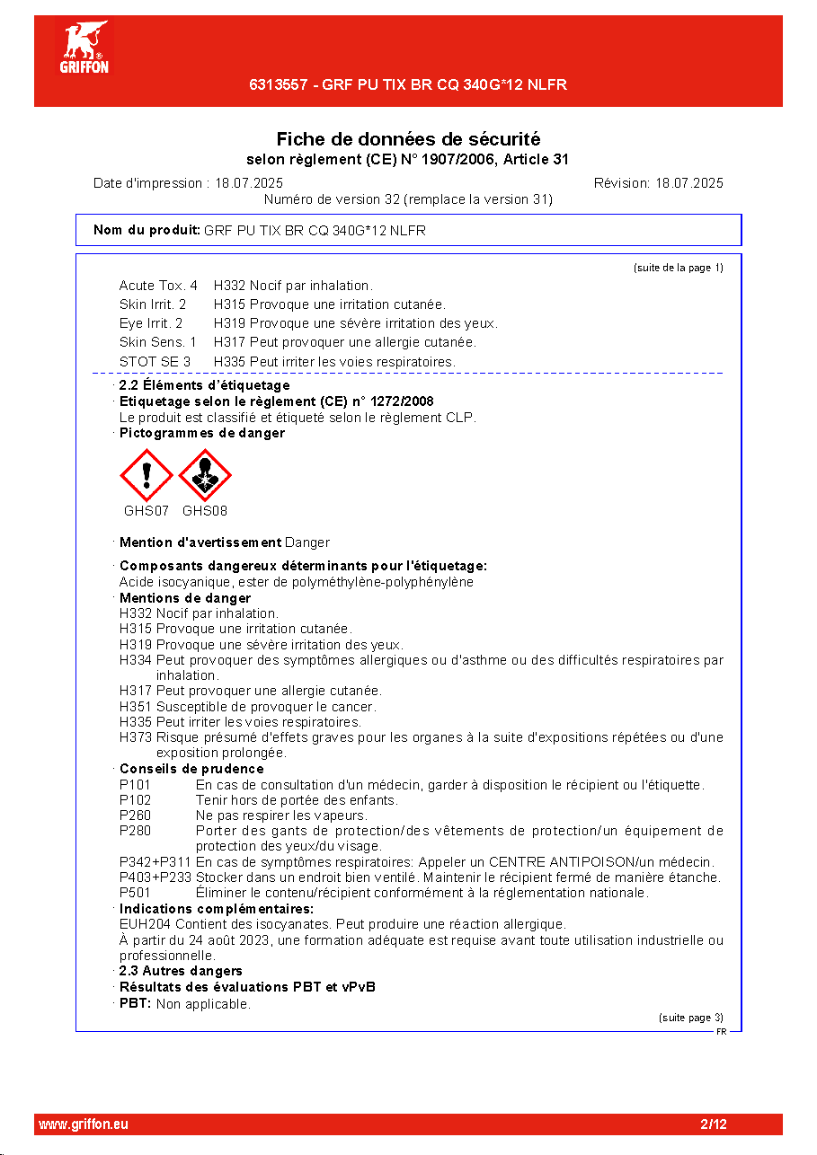 Fiche technique fournisseur