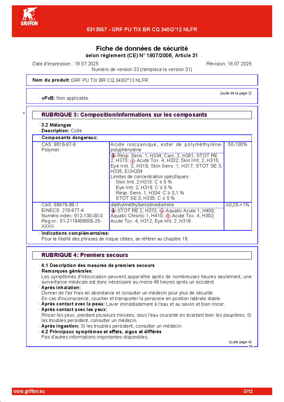 Fiche technique fournisseur