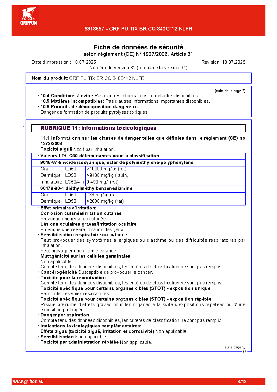 Fiche technique fournisseur