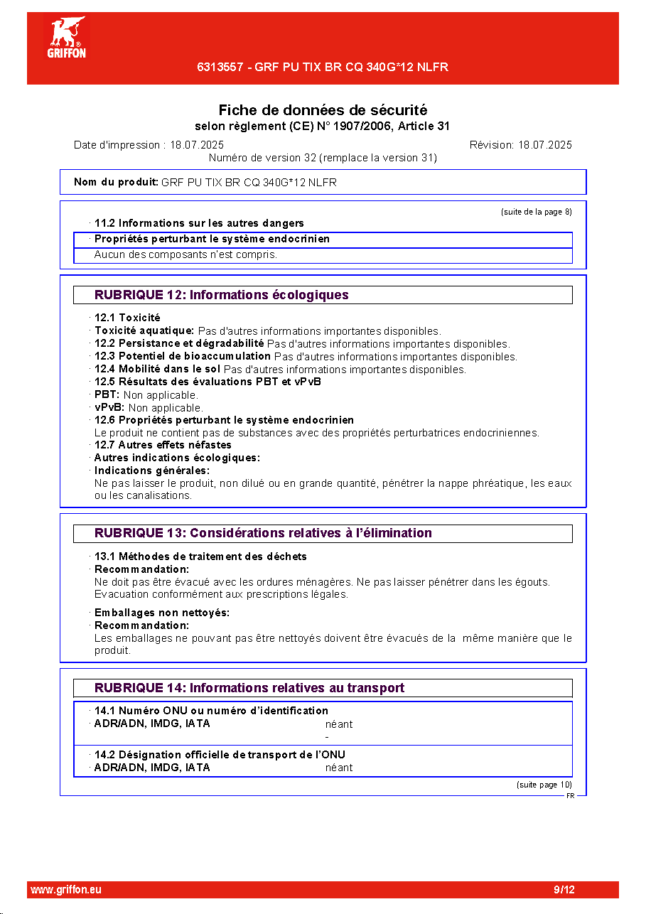 Fiche technique fournisseur
