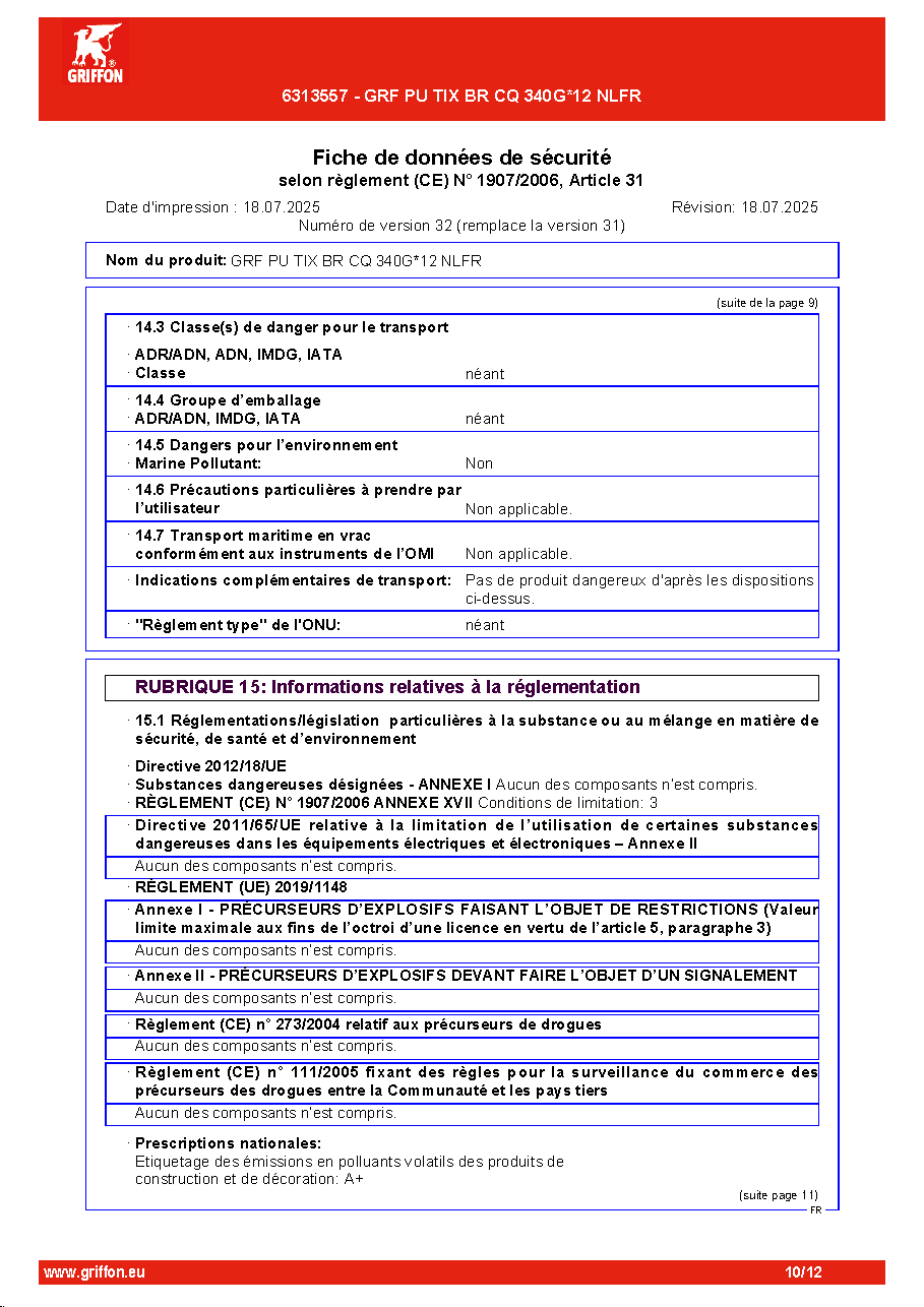 Fiche technique fournisseur